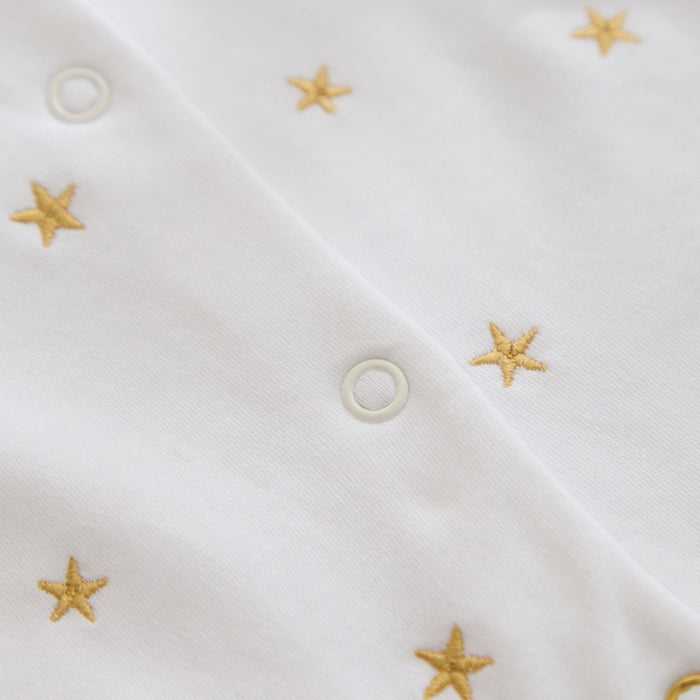 Personalised Christening Day Gold Star Sleepsuit