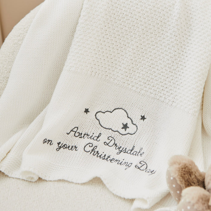 Personalised Christening Ivory Cotton Baby Shawl