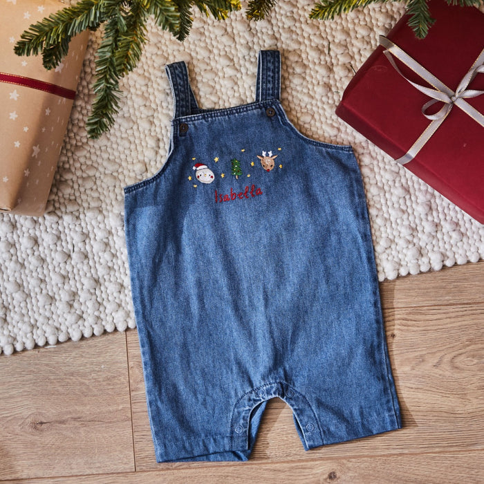 Personalised Christmas Character Design Denim Dungarees