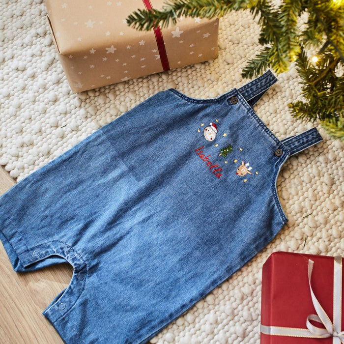 Personalised Christmas Character Design Denim Dungarees