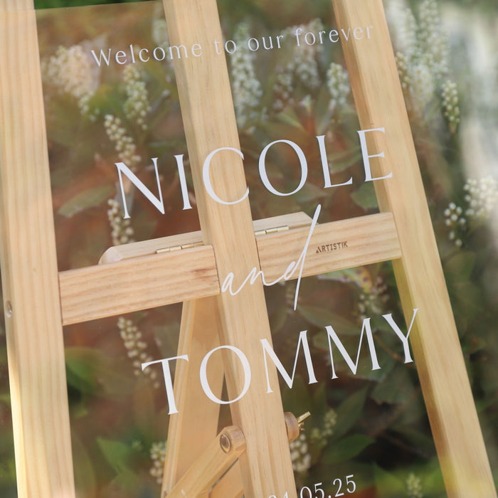 Personalised Clear White Writing Wedding Welcome Sign
