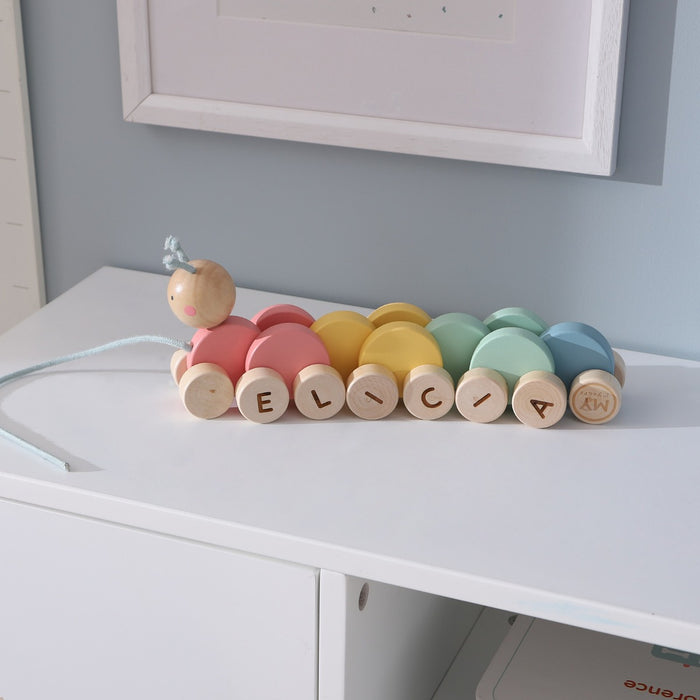 Personalised Colourful Pull Along Caterpillar FSC®