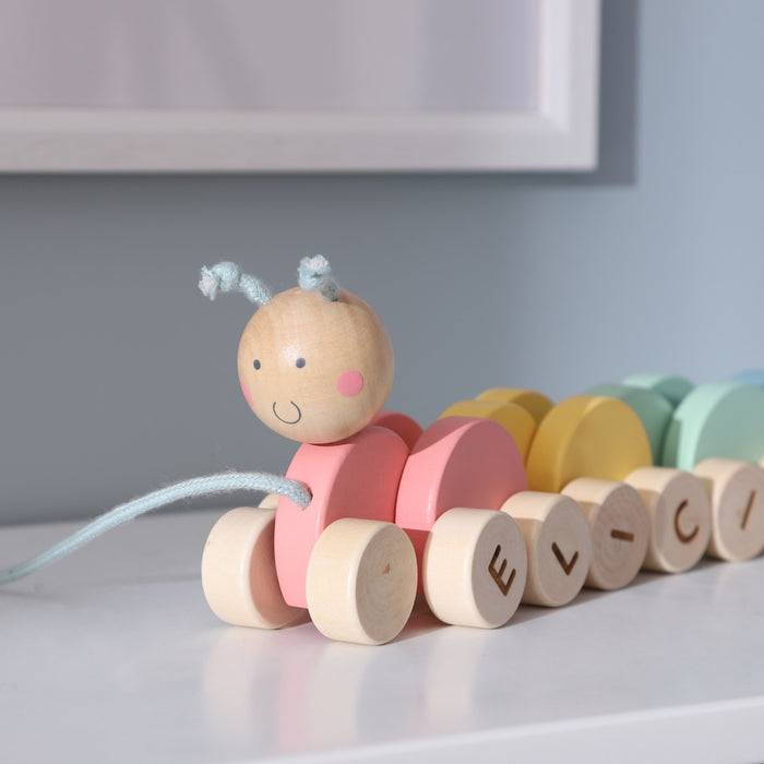 Personalised Colourful Pull Along Caterpillar FSC®