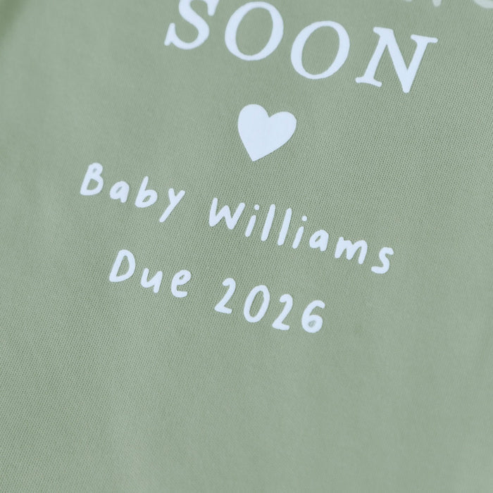 Personalised Coming Soon Sage Organic Bodysuit