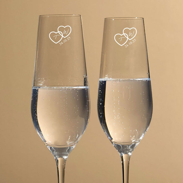 Personalised Couple's Heart Crystal Flute Set