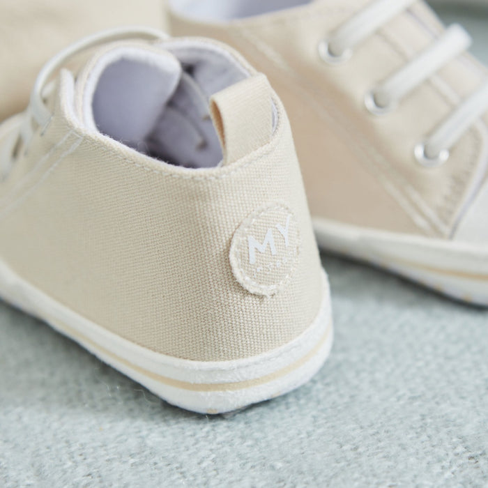 Personalised Cow Oatmeal Baby High Top Trainers