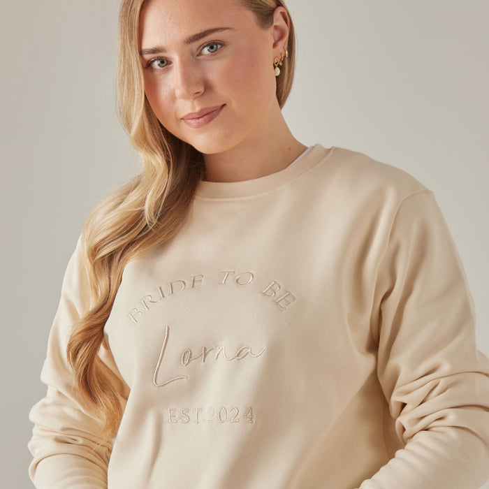 Personalised Cream Bride To Be Sweatshirt