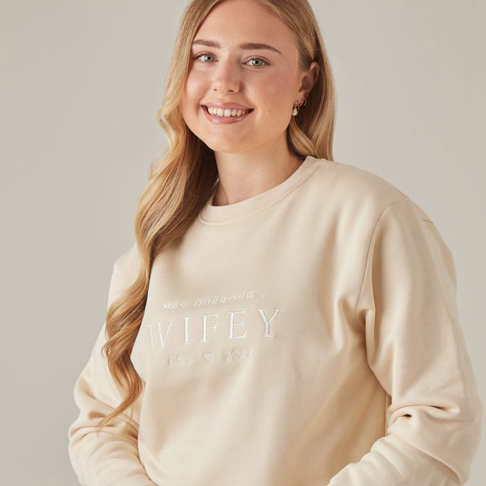 Personalised Cream Wifey Sweatshirt