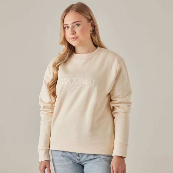 Personalised Cream Wifey Sweatshirt