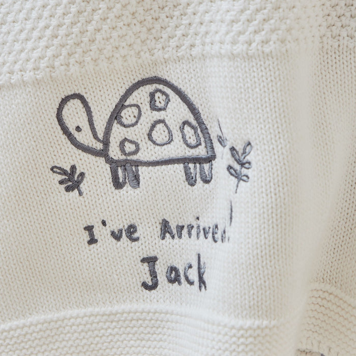 Personalised Cuddle Club Tortoise Ivory Knitted Shawl