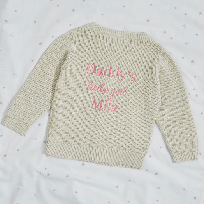 Personalised Daddy's Little Girl Oatmeal Cardigan