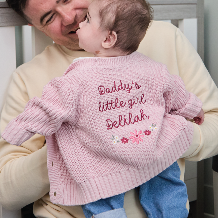 Personalised Daddy’s Little Girl Pink Cardigan