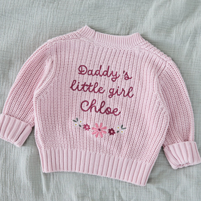 Personalised Daddy’s Little Girl Pink Cardigan