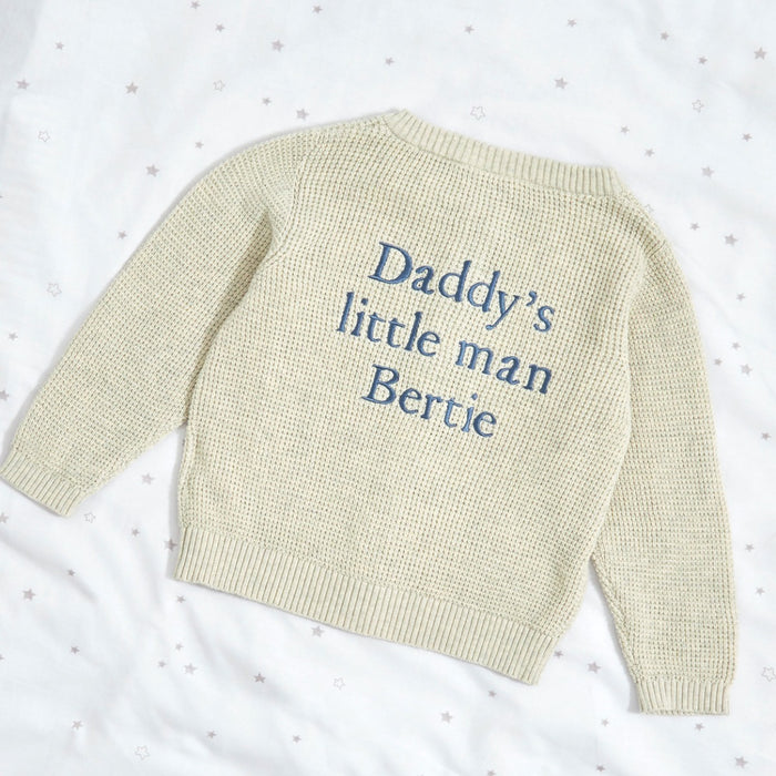 Personalised Daddy's Little Man Oatmeal Cardigan