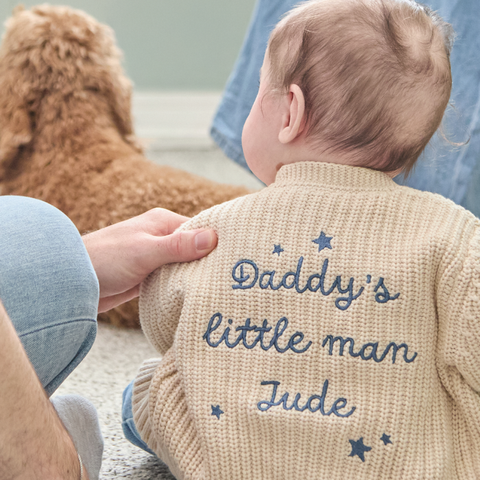 Personalised Daddy’s Little Man Oatmeal Cardigan