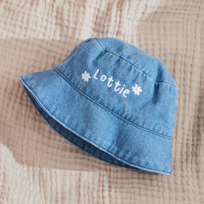 Personalised Daisy Denim Bucket Hat