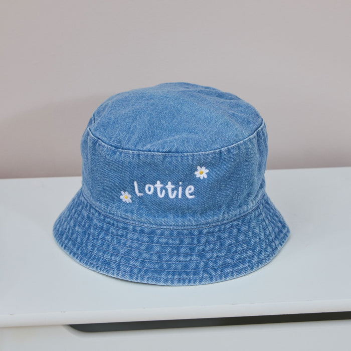 Personalised Daisy Denim Bucket Hat