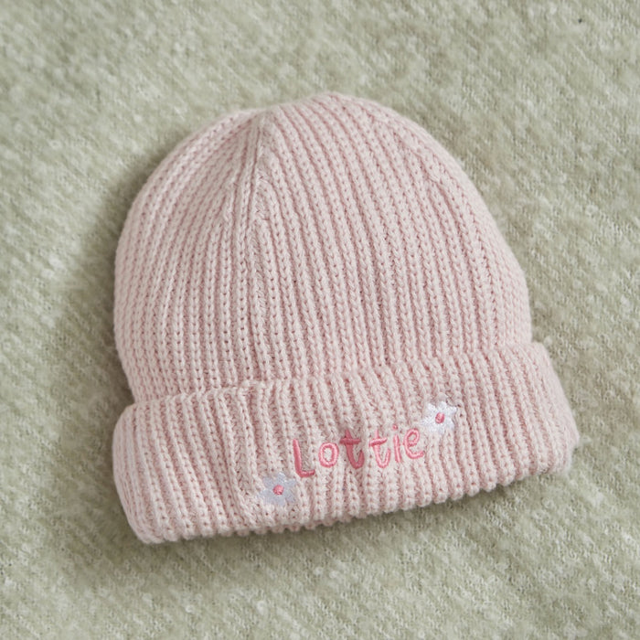 Personalised Daisy Design Pink Beanie