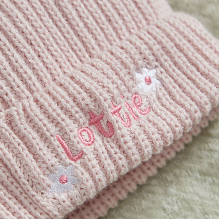 Personalised Daisy Design Pink Beanie