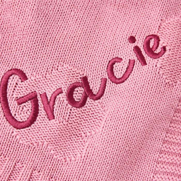 Personalised Daisy Peony Pink Jacquard Baby Blanket