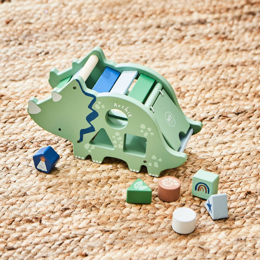 Personalised Dino Character Wooden Shape Sorter FSC®