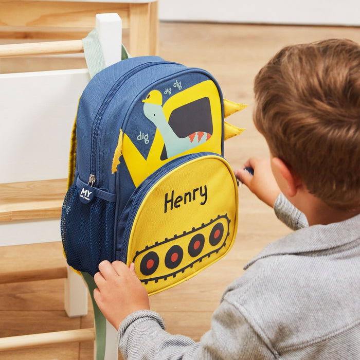 Personalised Dinosaur Digger Design Mini Backpack
