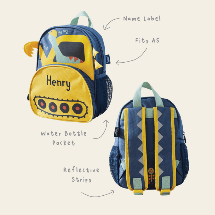 Personalised Dinosaur Digger Design Mini Backpack