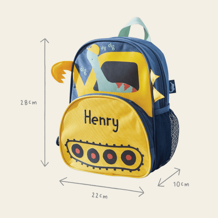Personalised Dinosaur Digger Design Mini Backpack