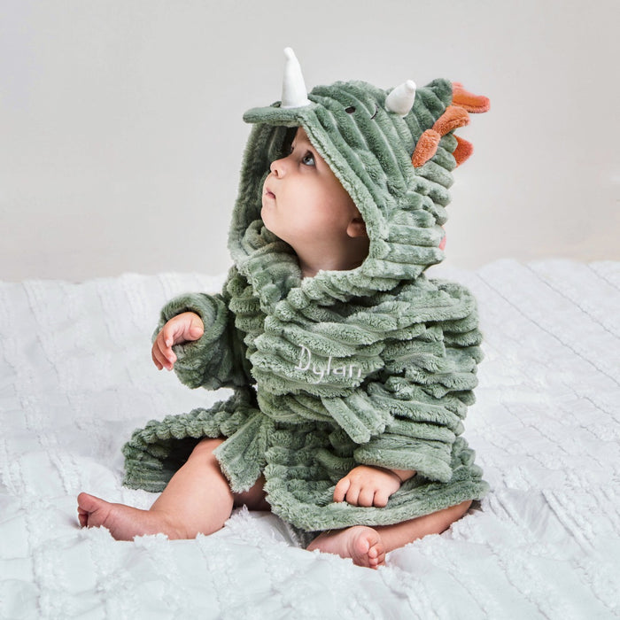 Personalised Dinosaur Ribbed Dressing Gown