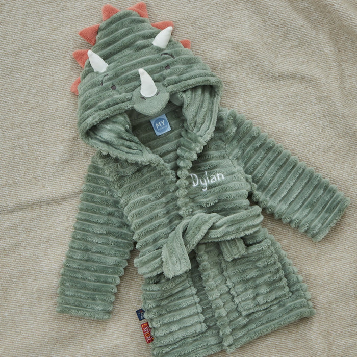 Personalised Dinosaur Ribbed Dressing Gown