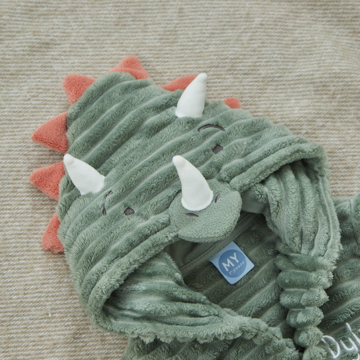 Personalised Dinosaur Ribbed Dressing Gown