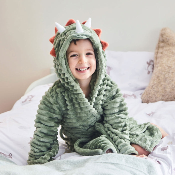 Personalised Dinosaur Ribbed Dressing Gown