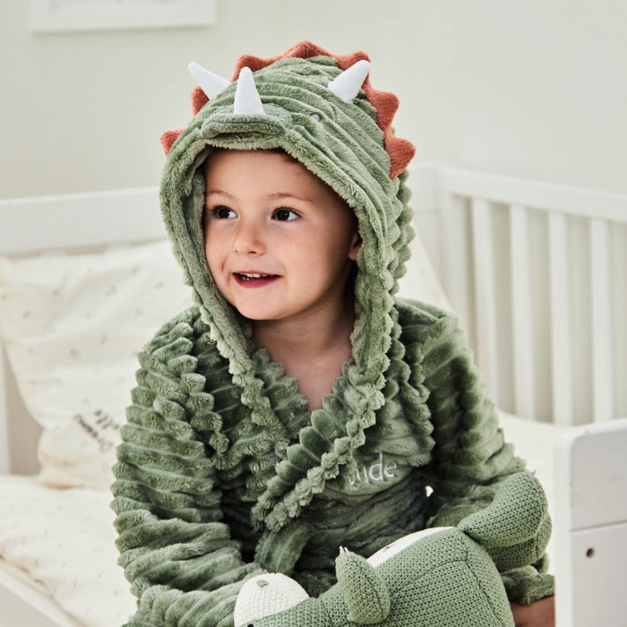 Personalised Dinosaur Ribbed Dressing Gown