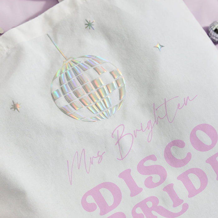 Personalised Disco Bride White Hen Party Tote Bag