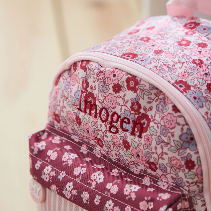 Personalised Ditsy Berry Mini Backpack with Compartment