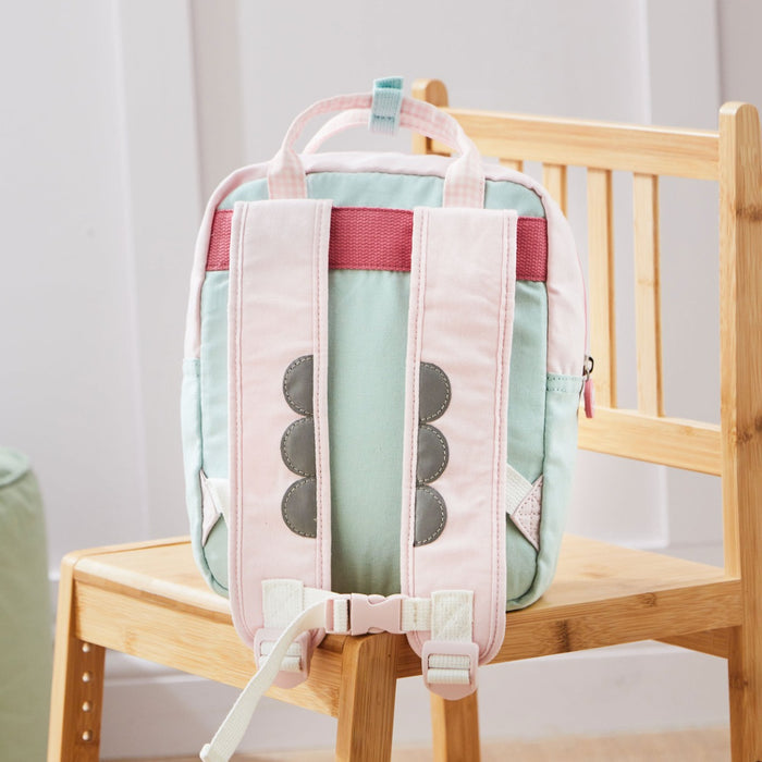 Personalised Double Pocket Colour Block Mini Backpack in Pink