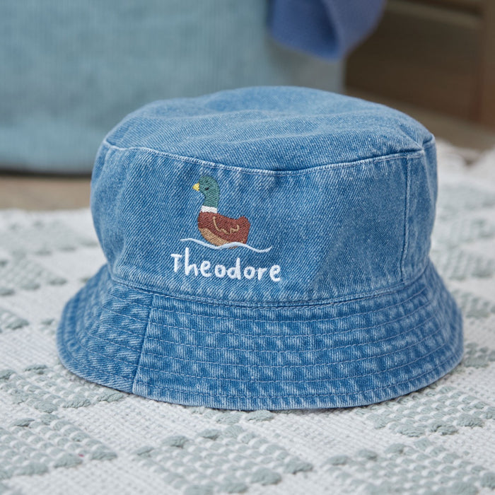 Personalised Duck Denim Bucket Hat