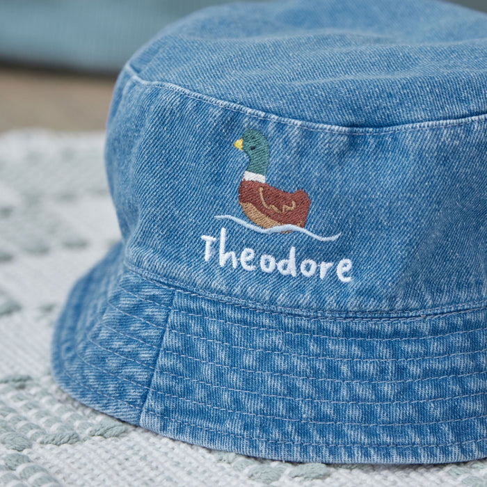 Personalised Duck Denim Bucket Hat