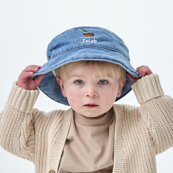 Personalised Duck Denim Bucket Hat