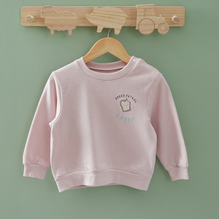 Personalised Duck Feeding Crew Pink Sweater