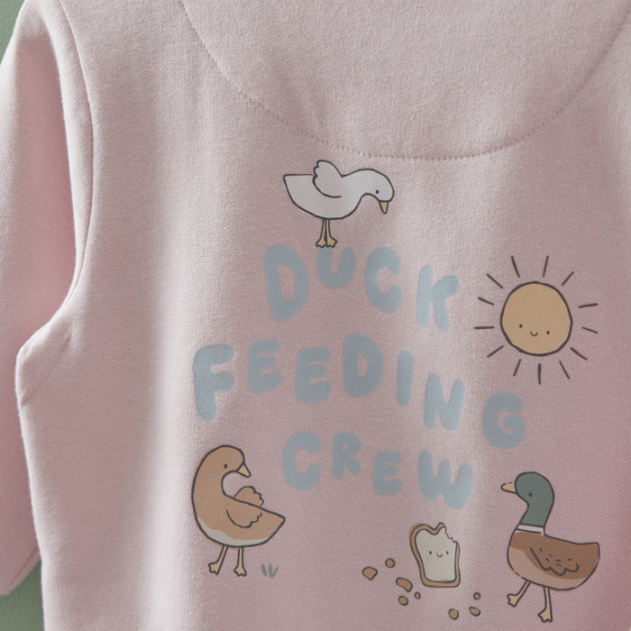 Personalised Duck Feeding Crew Pink Sweater