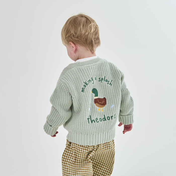 Personalised Duck Sage Cardigan