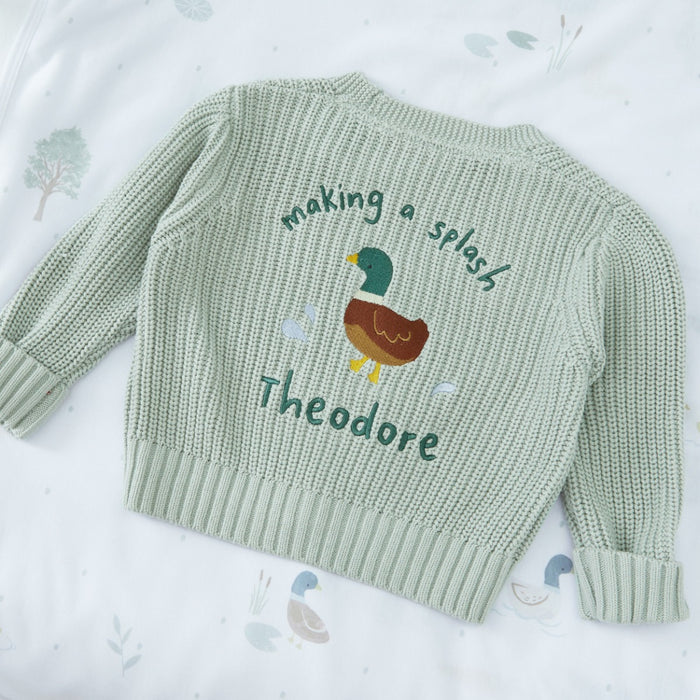 Personalised Duck Sage Cardigan