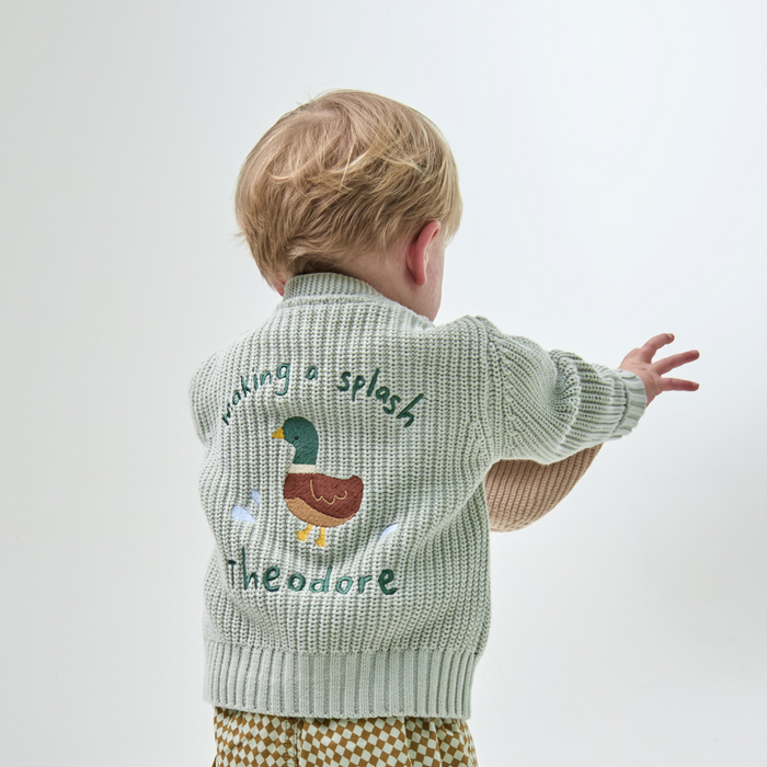 Personalised Duck Sage Cardigan