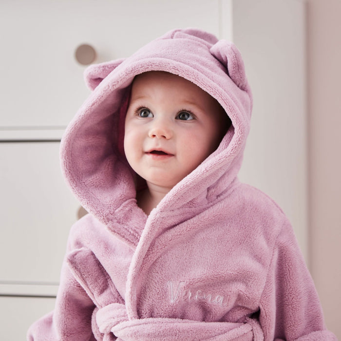 Personalised Dusky Mauve Fleece Robe