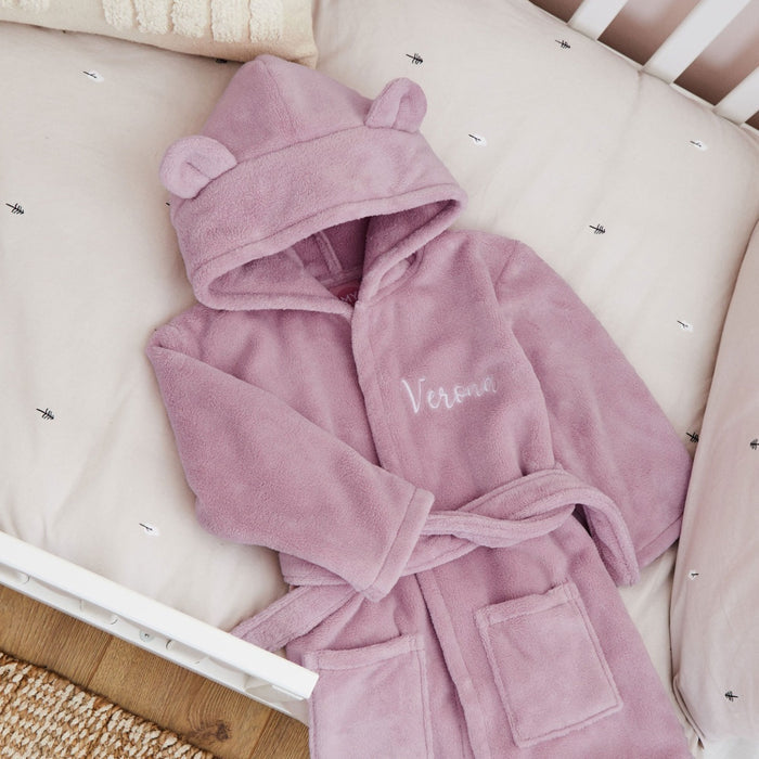 Personalised Dusky Mauve Fleece Robe