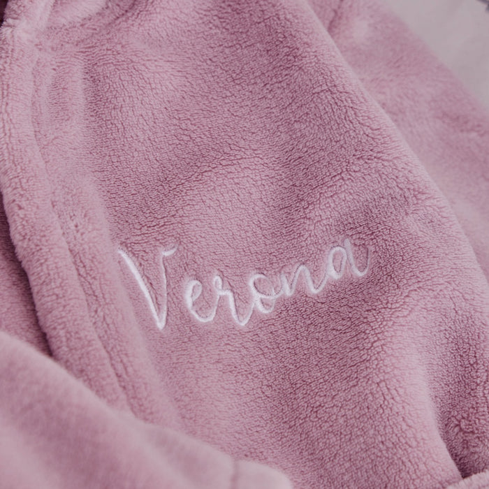 Personalised Dusky Mauve Fleece Robe