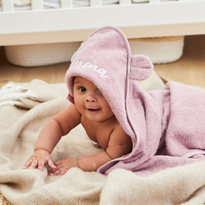 Personalised Dusky Mauve Hooded Towel