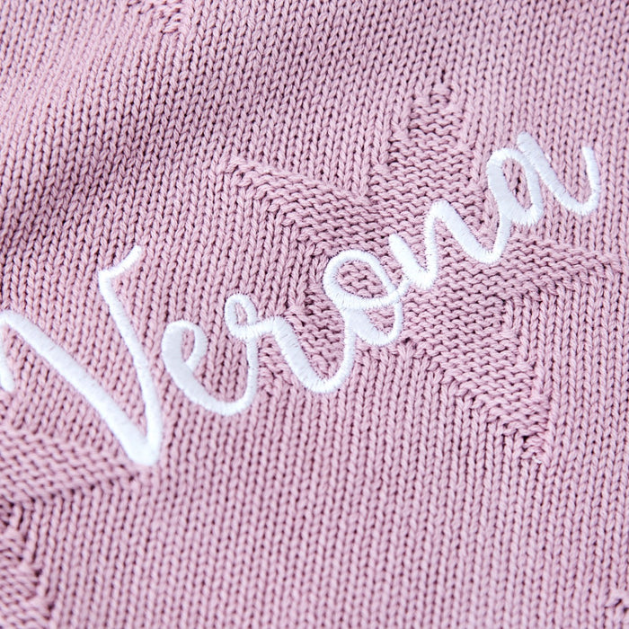 Personalised Dusky Mauve Star Jacquard Blanket
