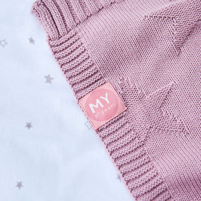 Personalised Dusky Mauve Star Jacquard Blanket